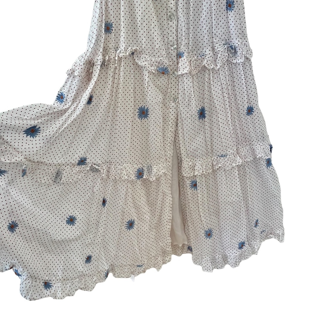 SOLD - Free People Women's Daisy Chain Button Up Midi Dress in White / Ecru - Picture 8 of 13